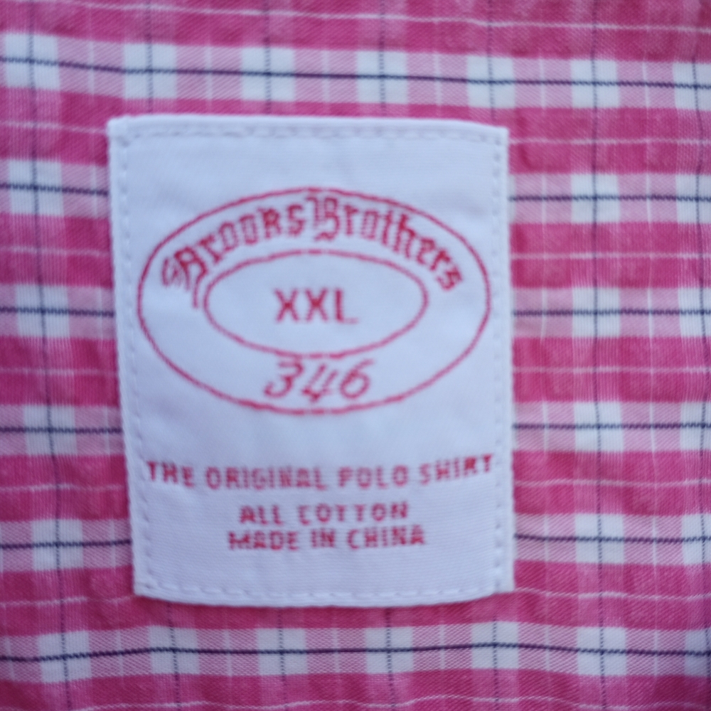 Brooks Brothers 346 Plaid cotton seersucker shirt XXL